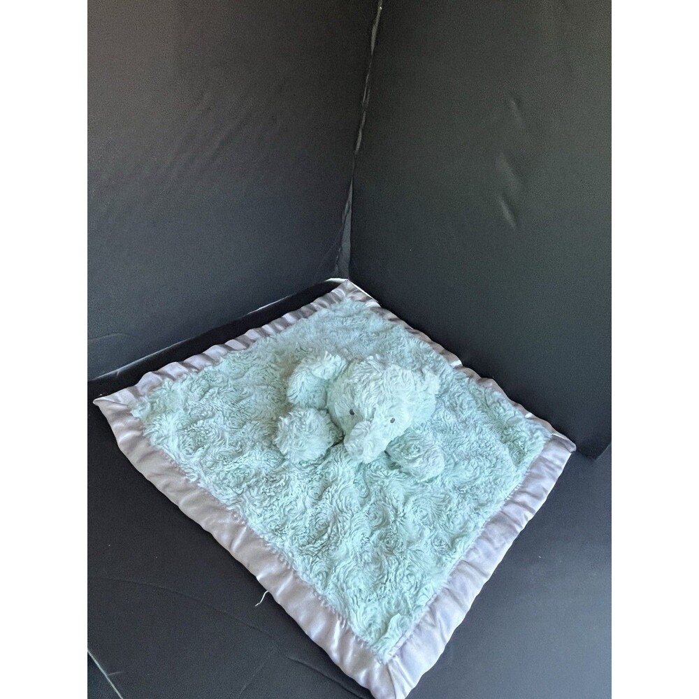 Cloud Island Elephant Security Blanket Mint Green Satin Back Lovey toy - Picture 3 of 7